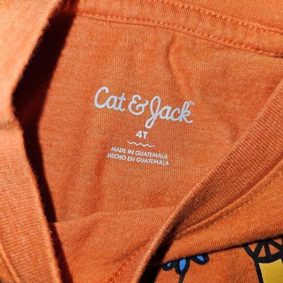 6 for $25 🎃 Cat & Jack Orange Peace Sign Tee Toddler Size 4T - Picture 2 of 4